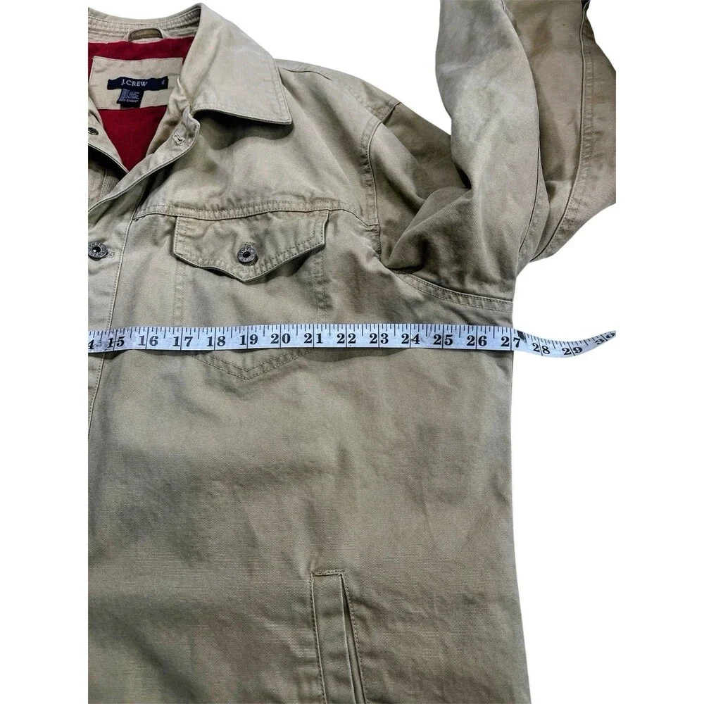 J.Crew Men's Canvas Chore Shirt Jacket Tan Lined Size XL 60587 Utility Field